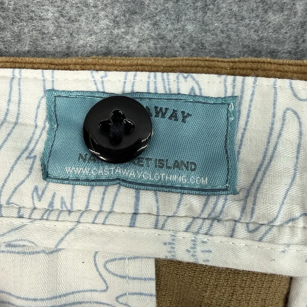 Castaway Nantucket Island Mens 42x30 Brown Tan Pinwale Corduroy Pants‎ Preppy